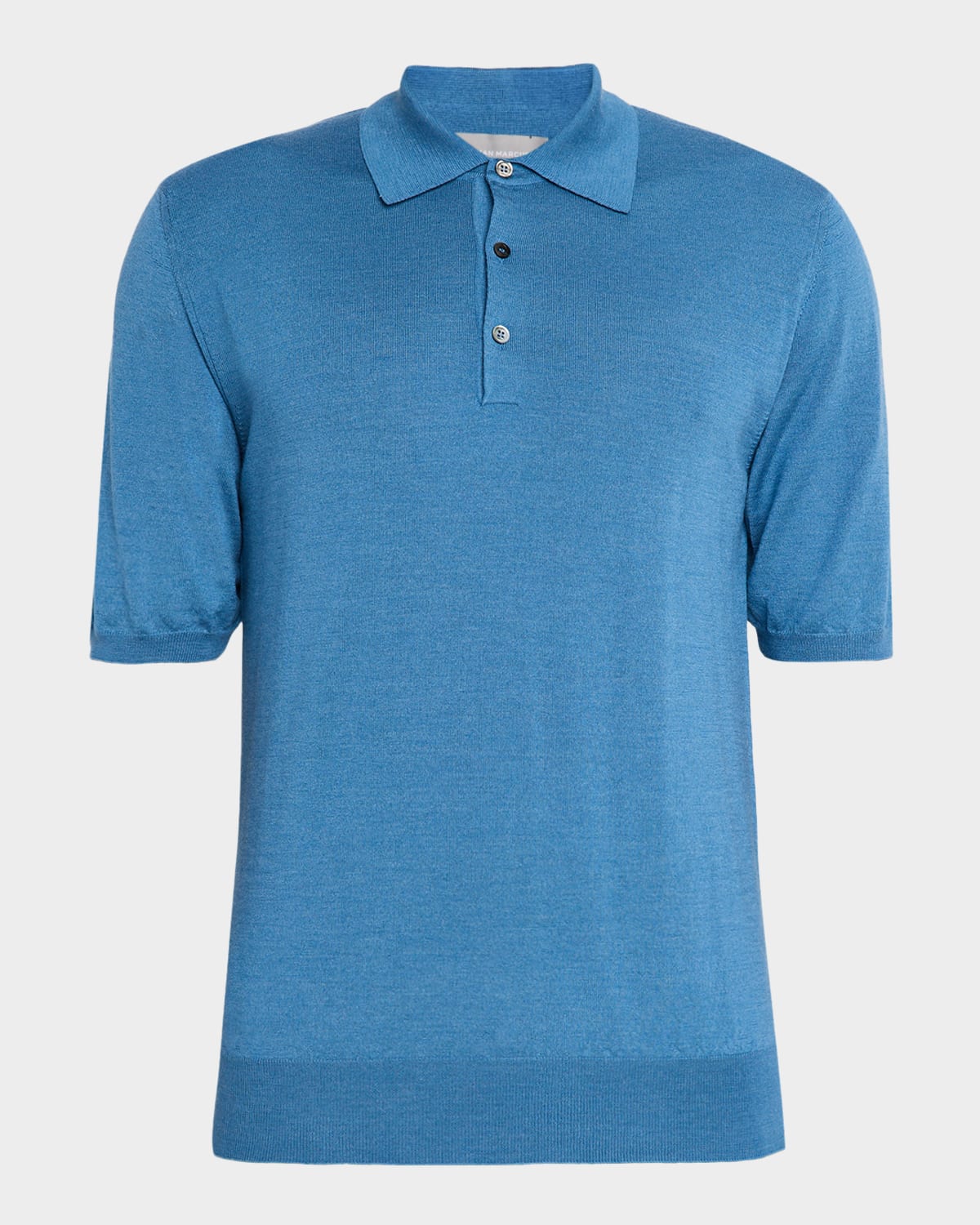 Men's Wool and Silk Short-Sleeve Polo Sweater