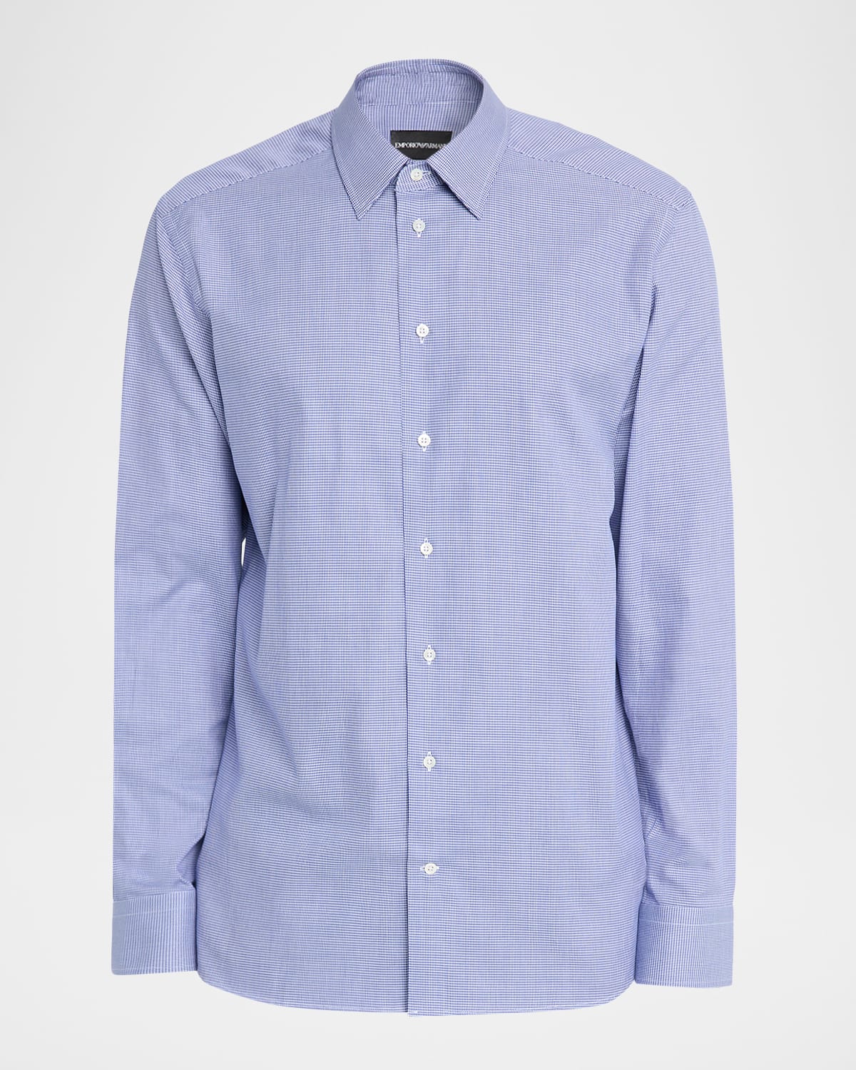 Emporio Armani Men's Cotton Micro-houndstooth Classic Fit Sport Shirt In Blue