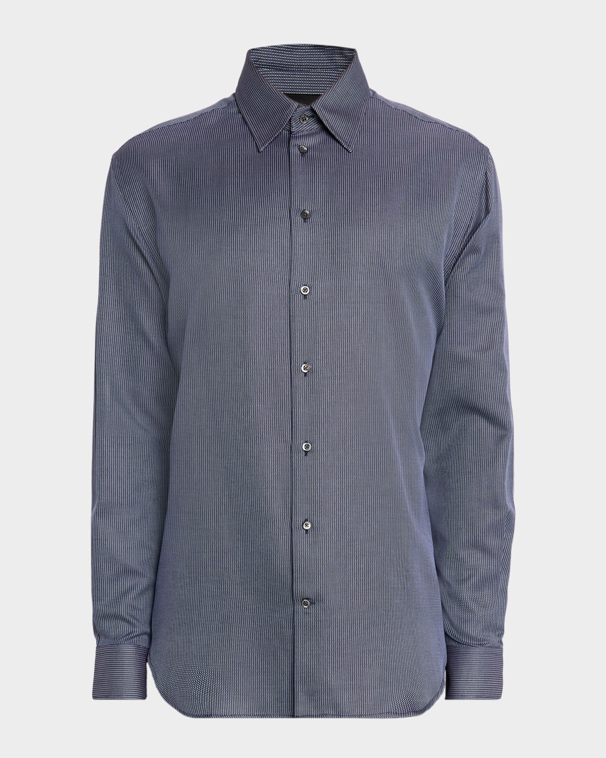 Emporio Armani Men's Micro-dot Cotton Modern Fit Sport Shirt In Blue