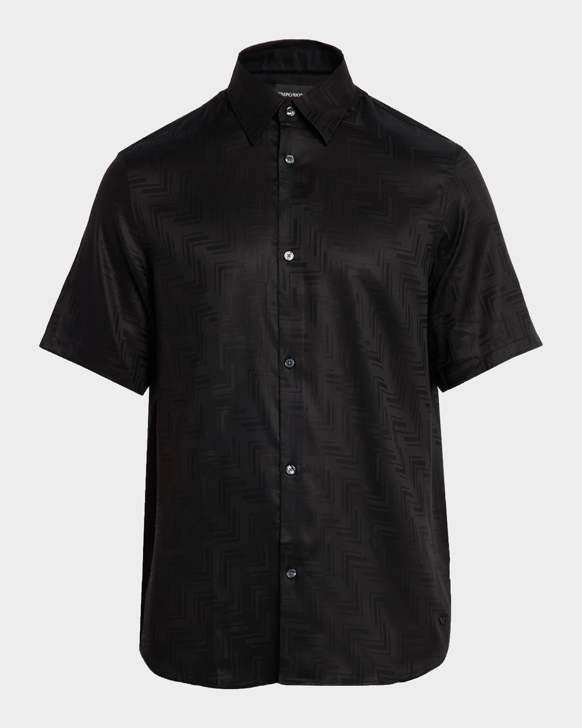 Emporio Armani Men 's Tonal Chevron Lyocell Short-Sleeve Shirt