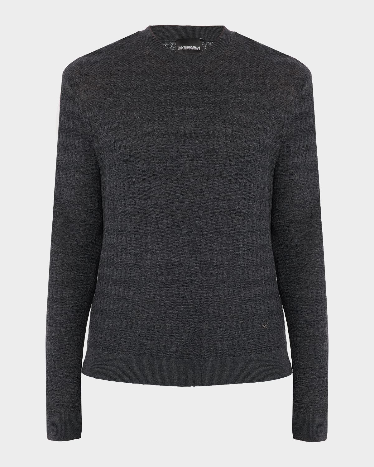 Emporio Armani Men's Tonal Jacquard Slim-fit Crewneck Sweater In Black