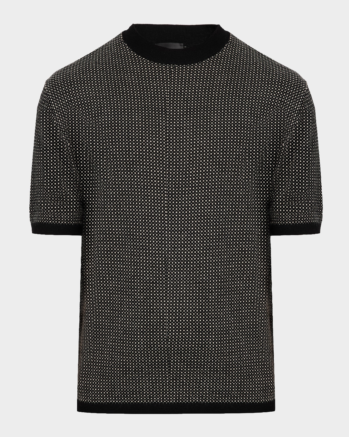 Emporio Armani Men's Micro-dot Knit Short-sleeve Crewneck Sweater In Black