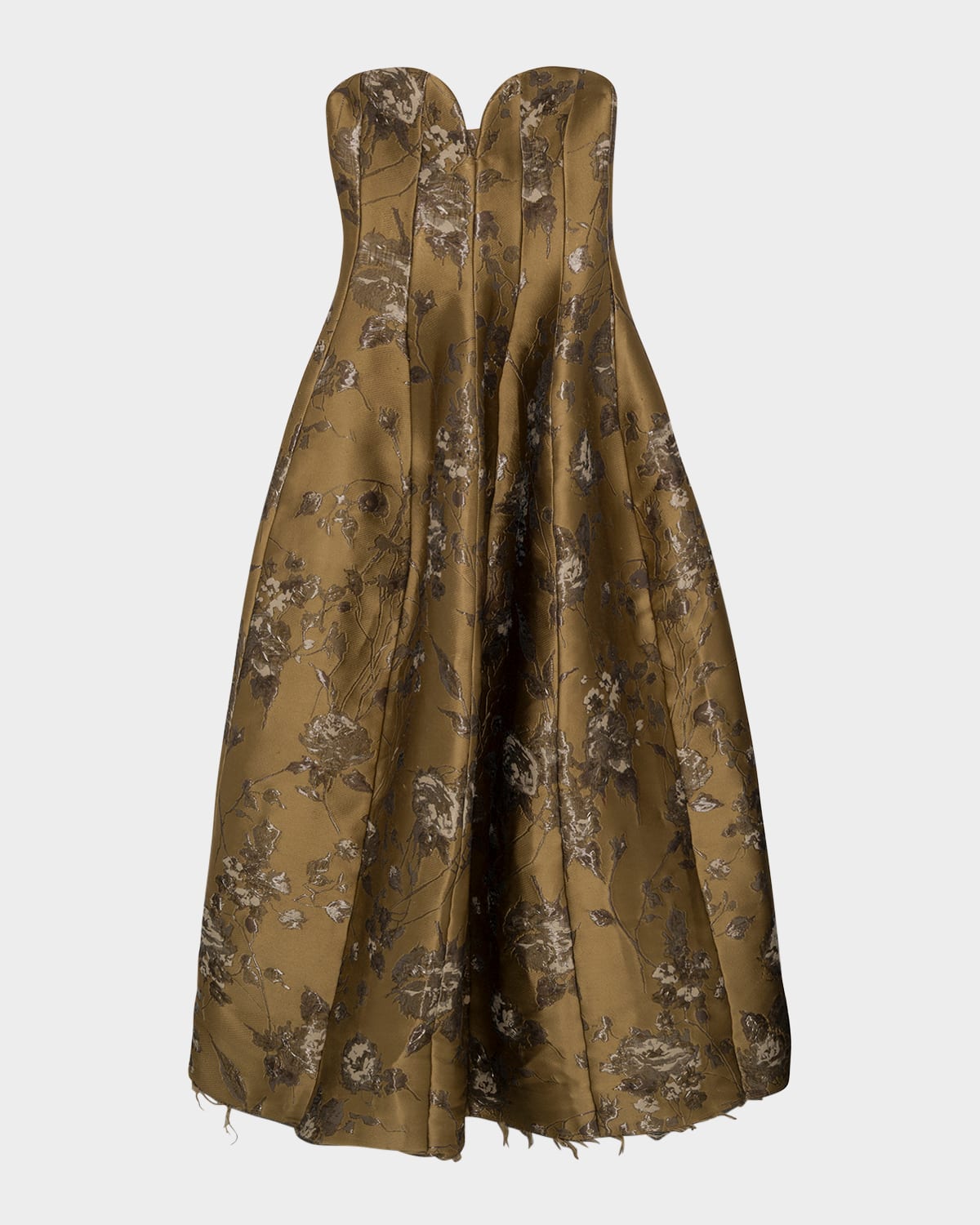 Simkhai Elaria Strapless Floral Jacquard Bustier Gown In Brown