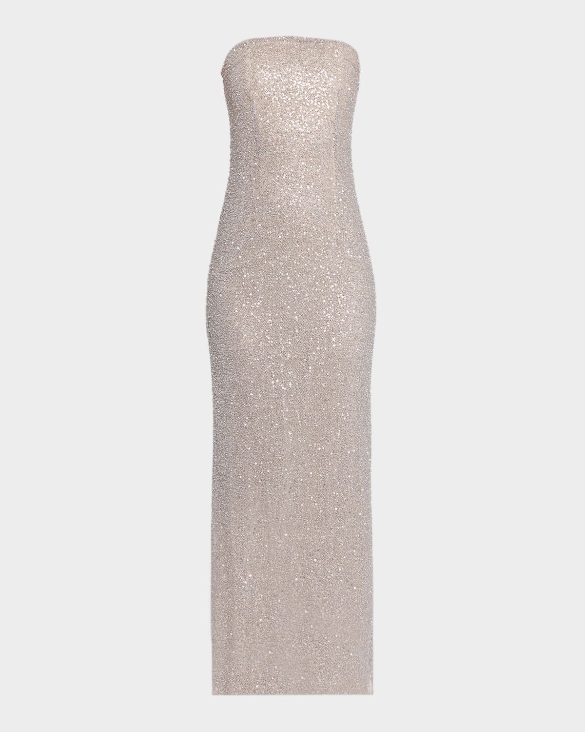 Simkhai Xyla Strapless Sequin Column Gown In Metallic