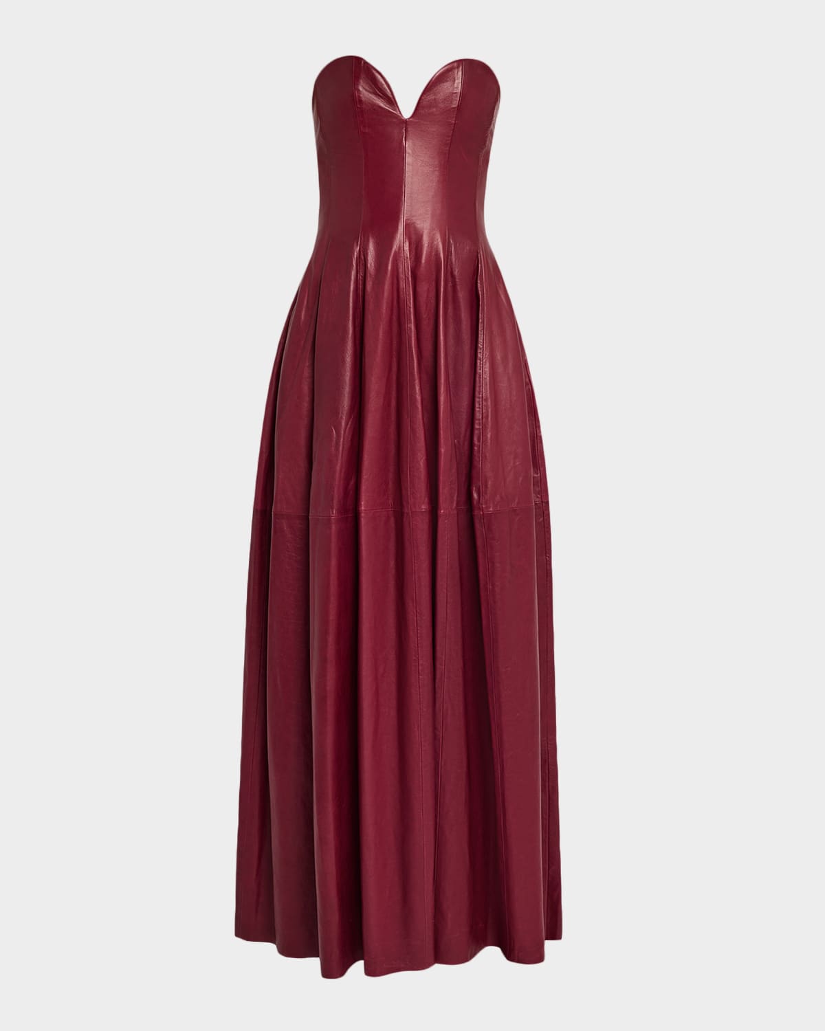 Simkhai Carrington Strapless Leather Bustier Gown In Red