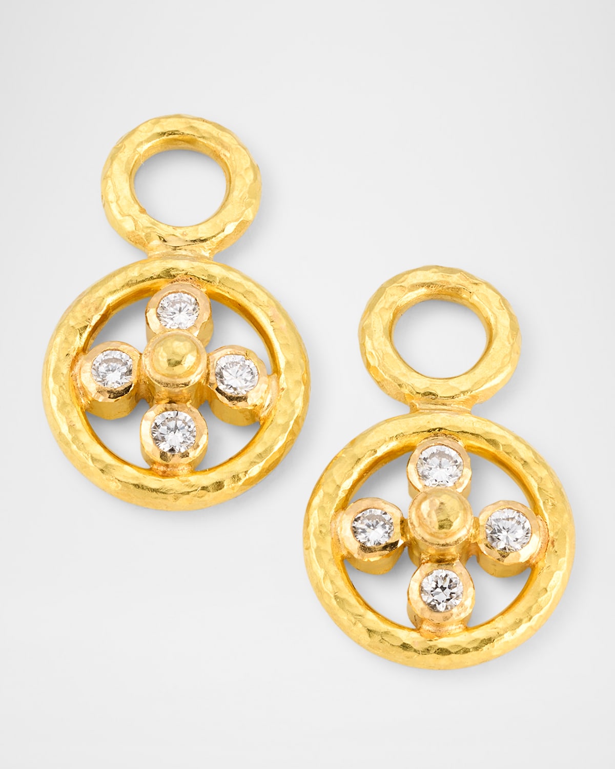 19K Yellow Gold Small Dome with Diamonds Earring Pendants
