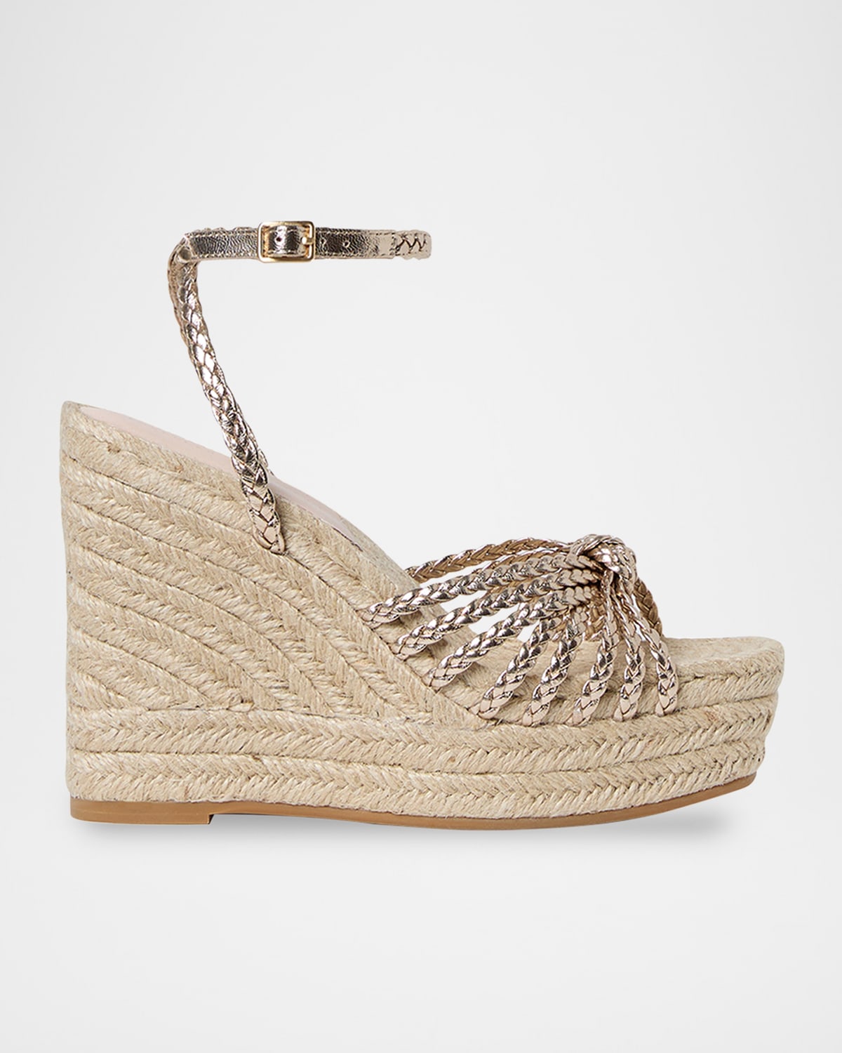 Loeffler Randall Pamela Mignon Knotted Metallic Leather Wedges