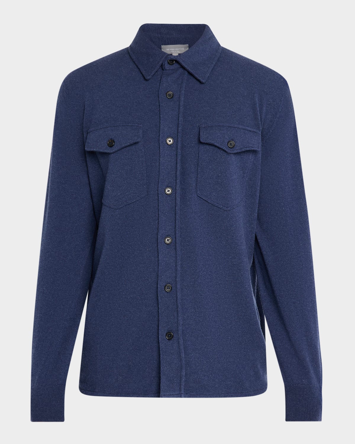 Bergdorf Goodman Men's Wool And Cashmere Dual-pocket Button-down Shirt In Blue
