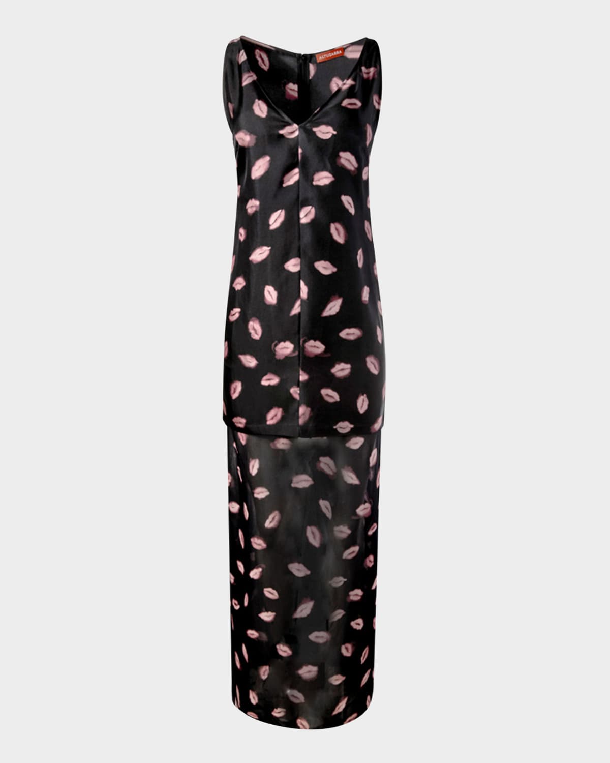 Katrin Lip-Print Silk Maxi Dress