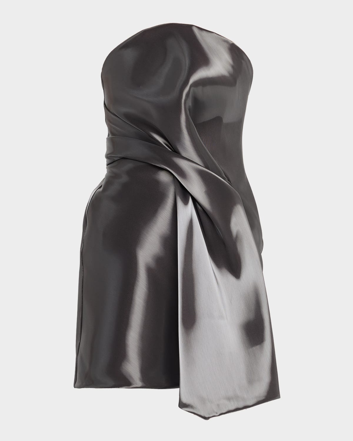 Kate Barton Kate Strapless Draped Liquid-effect Mini Dress In Gray