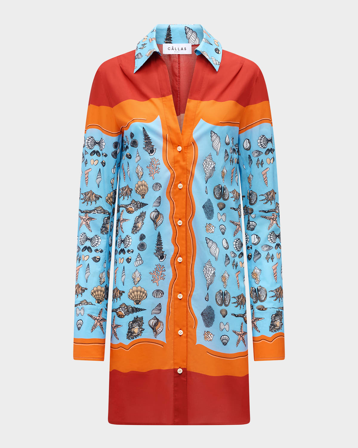Callas Milano Charisse Shell-print Cotton Shift Shirtdress