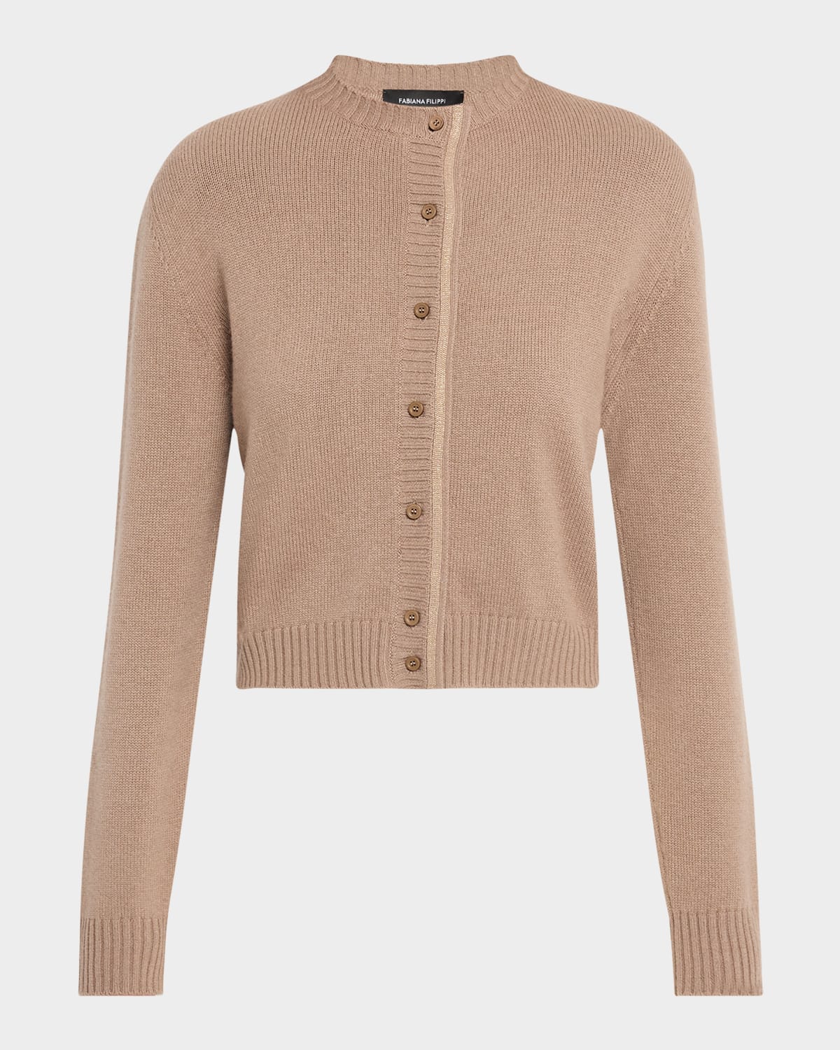 Fabiana Filippi Beaded Crewneck Cardigan In Brown