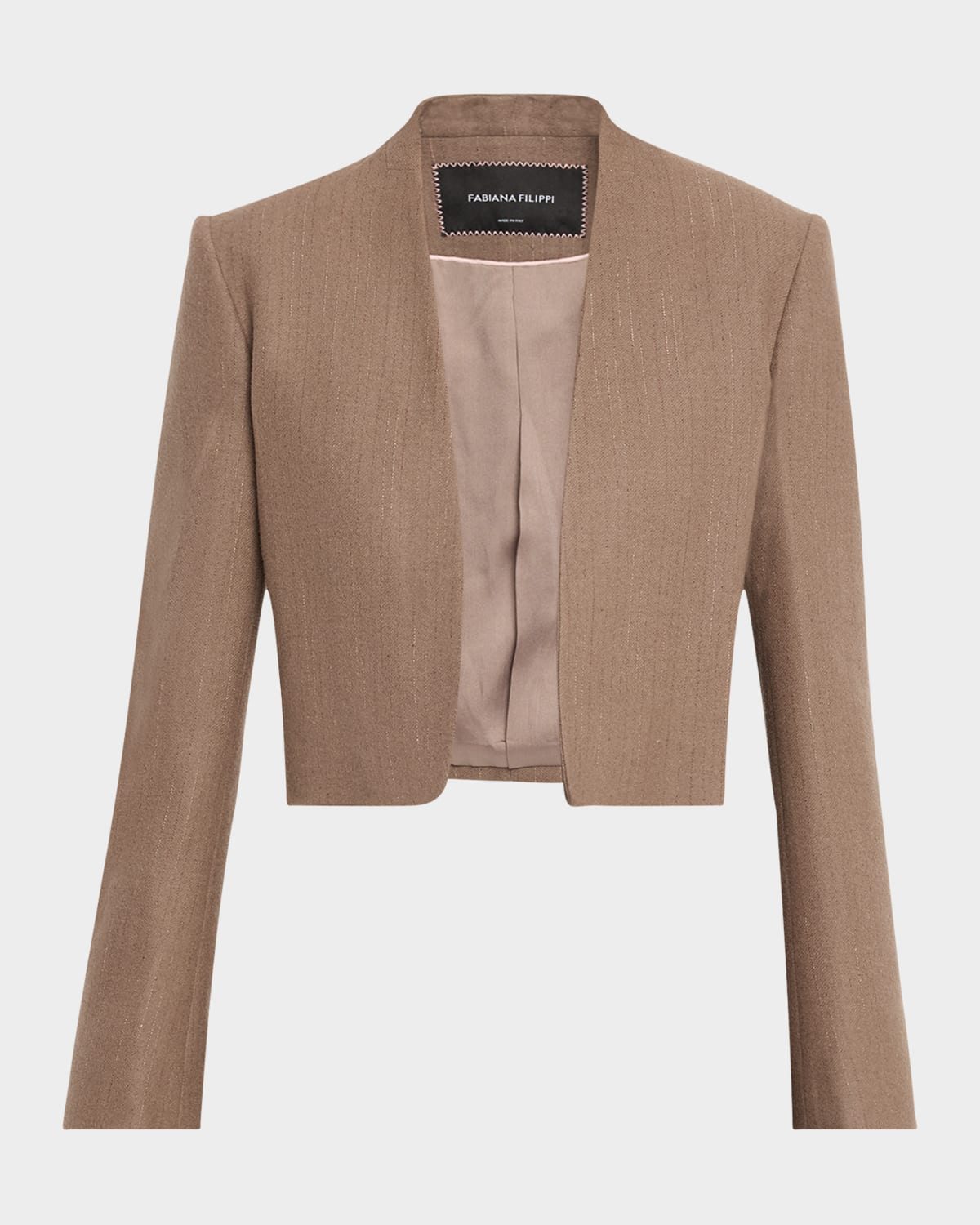 Fabiana Filippi Cropped Pinstripe Jacket In Brown