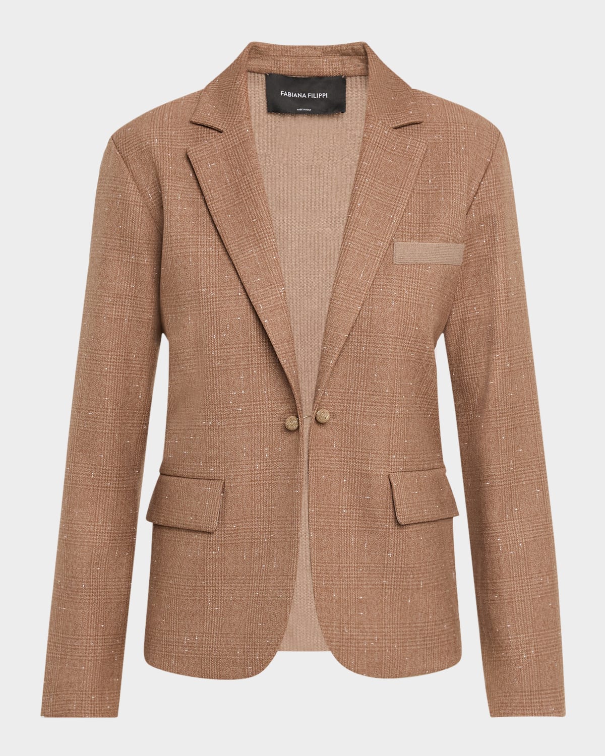 Fabiana Filippi Single-button Mixed Media Blazer In Brown