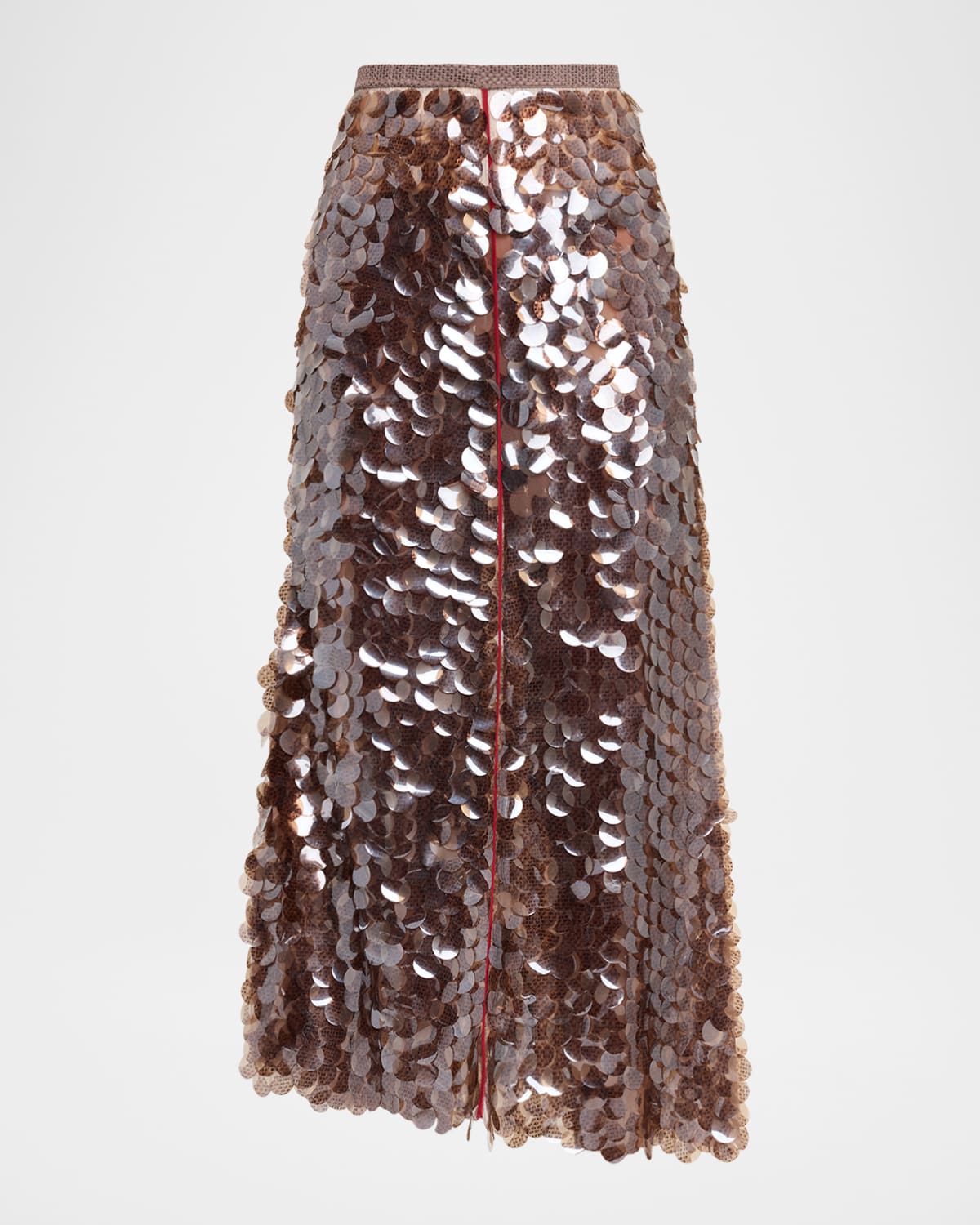 Fabiana Filippi Asymmetric Paillette Midi Skirt In Brown