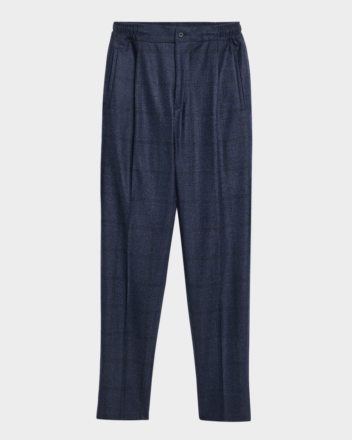 Kiton Men's Windowpane Pleated Stretch Pants In Blue