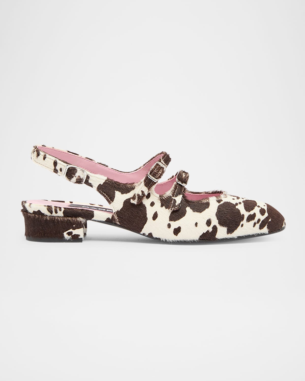 Carel Peche Printed Calf Hair Mary Jane Slingback Ballerina Pumps In Animal Print