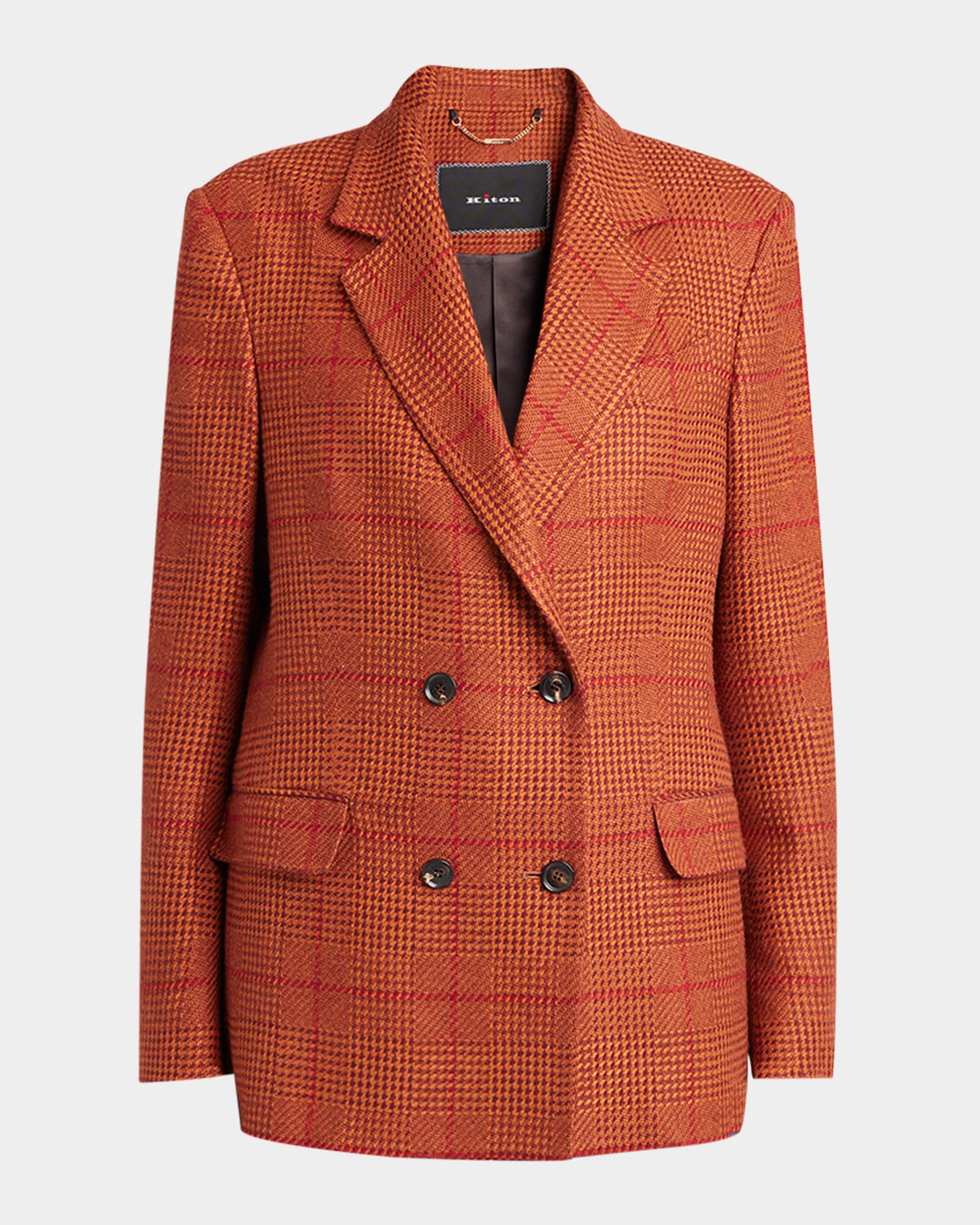 Kiton Check Double-breasted Blazer Jacket
