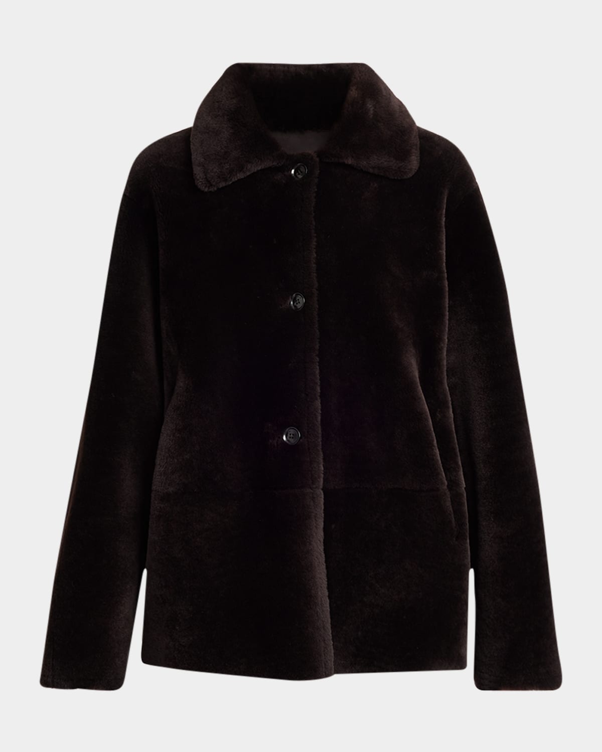 Kiton Reversible Sheep Shearling Coat In Brown