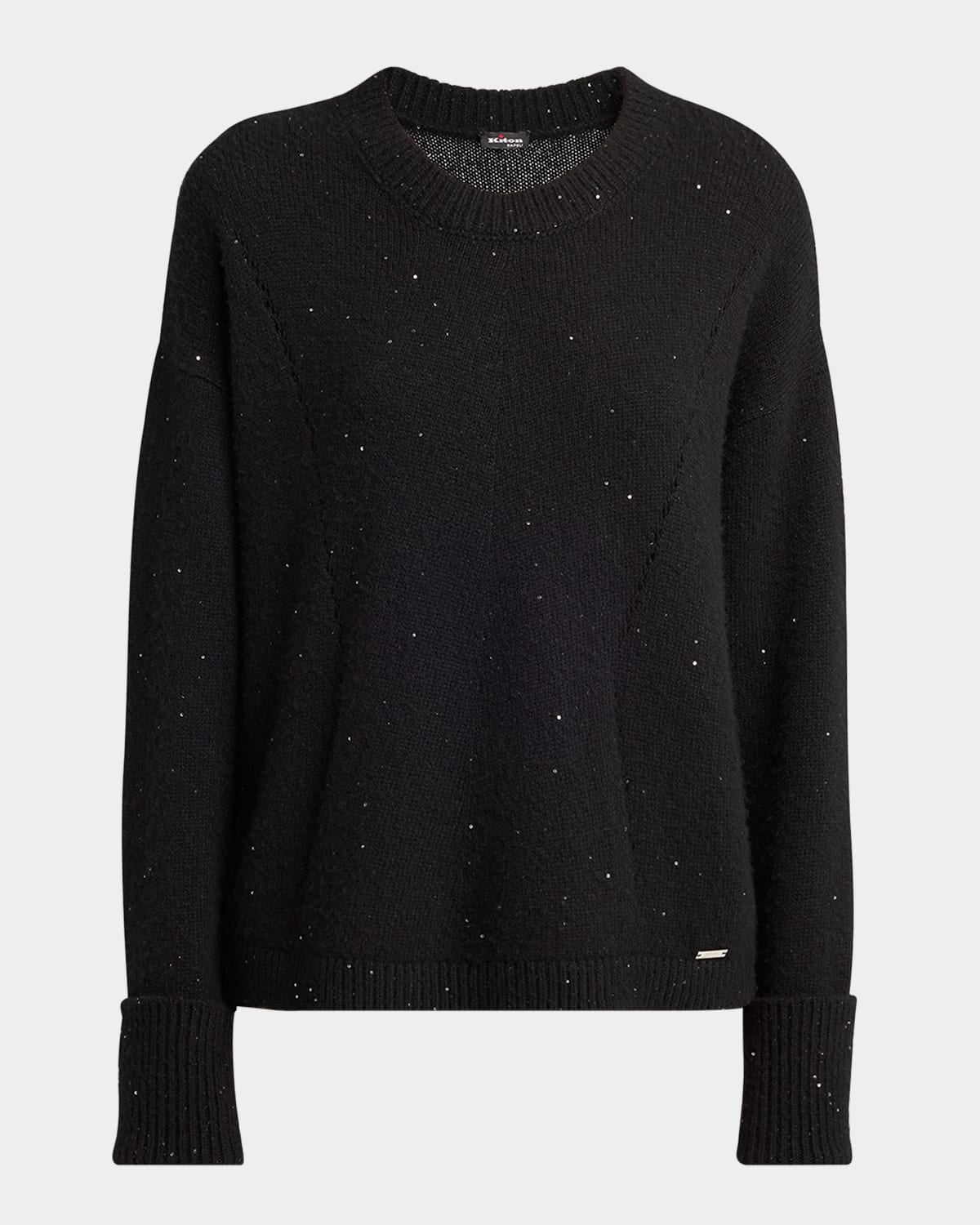 Kiton Paillette Cashmere Crewneck Sweater In Black