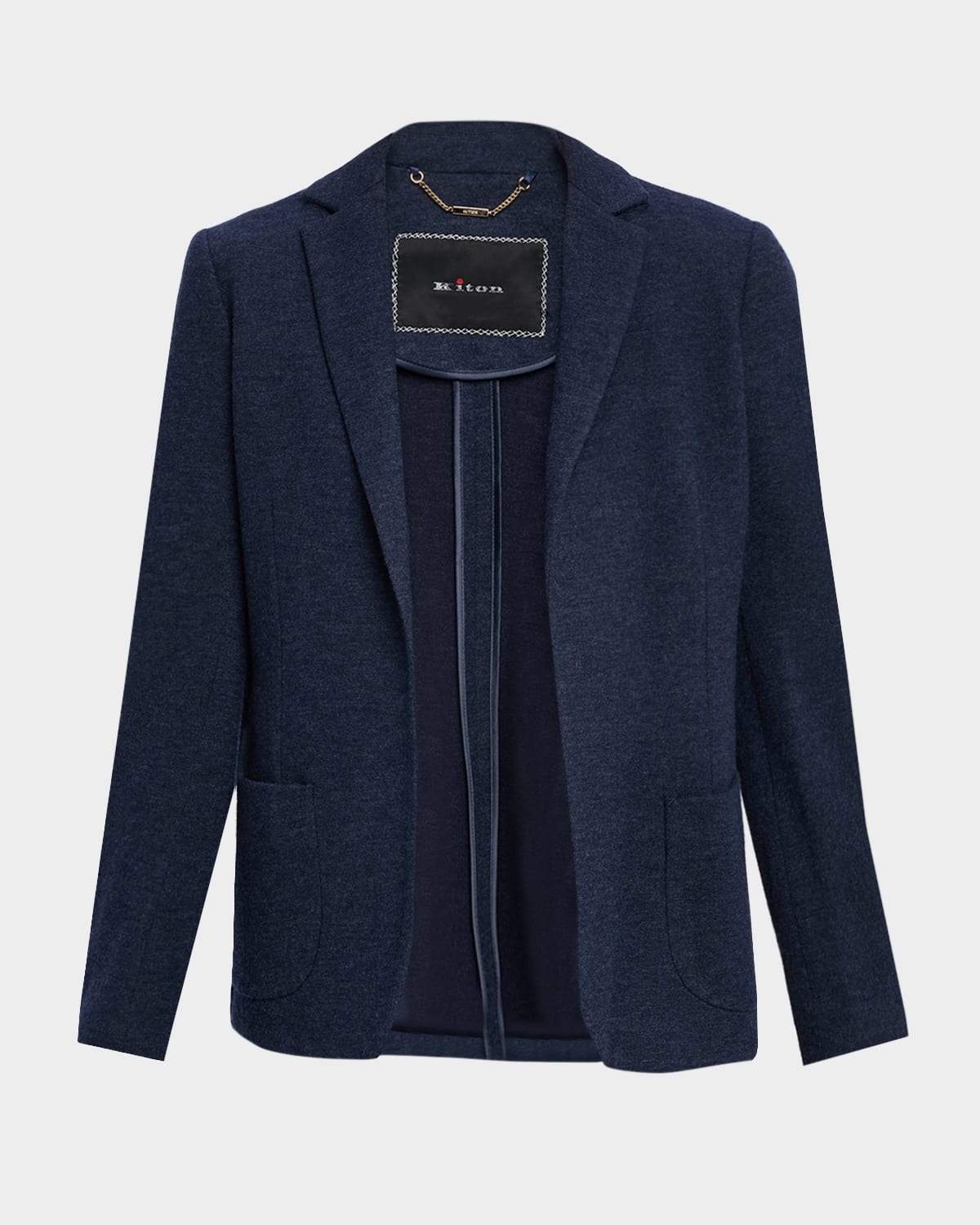 Kiton Cashmere Open-front Jacket In Blue