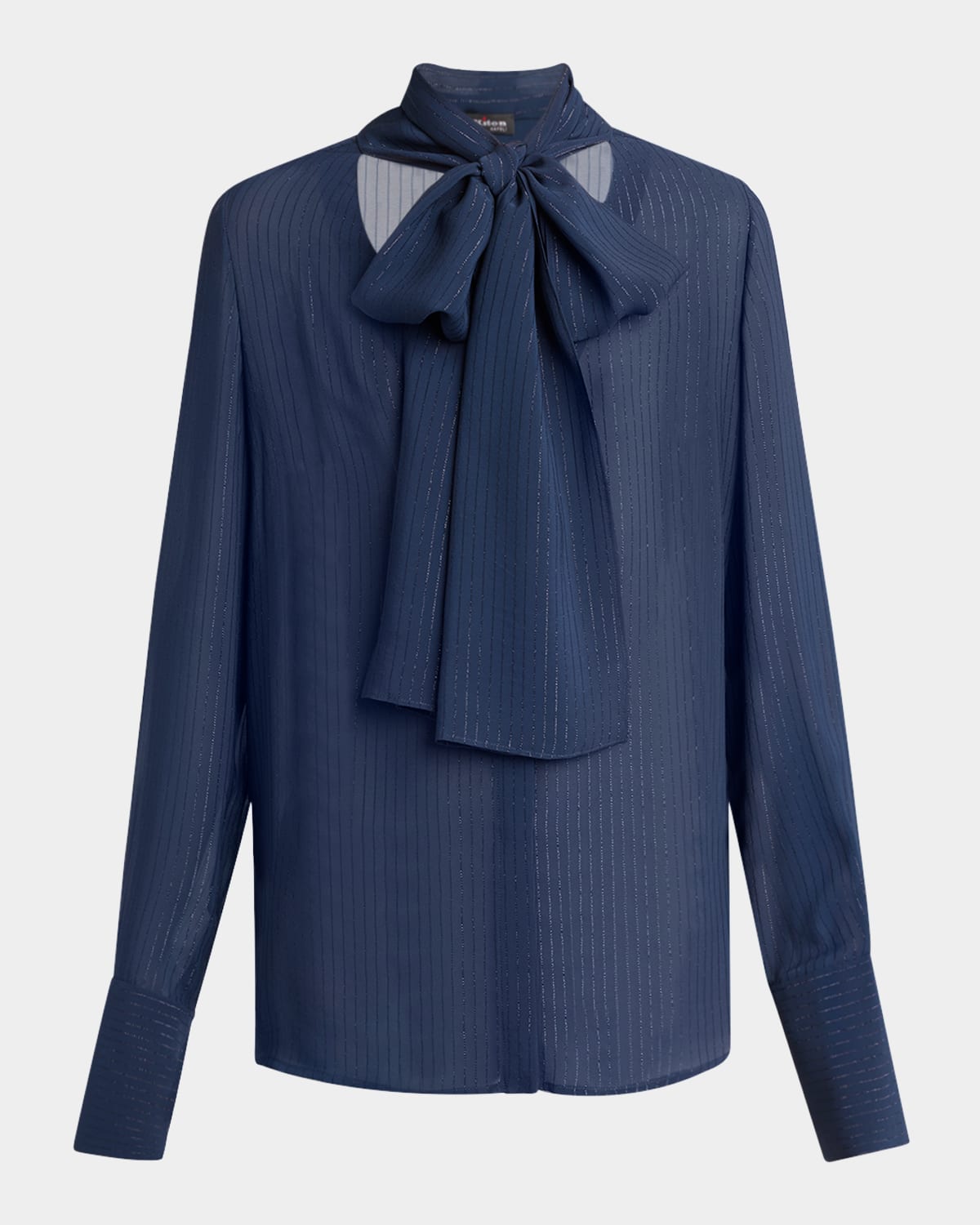 Kiton Striped Tie-neck Blouse In Blue