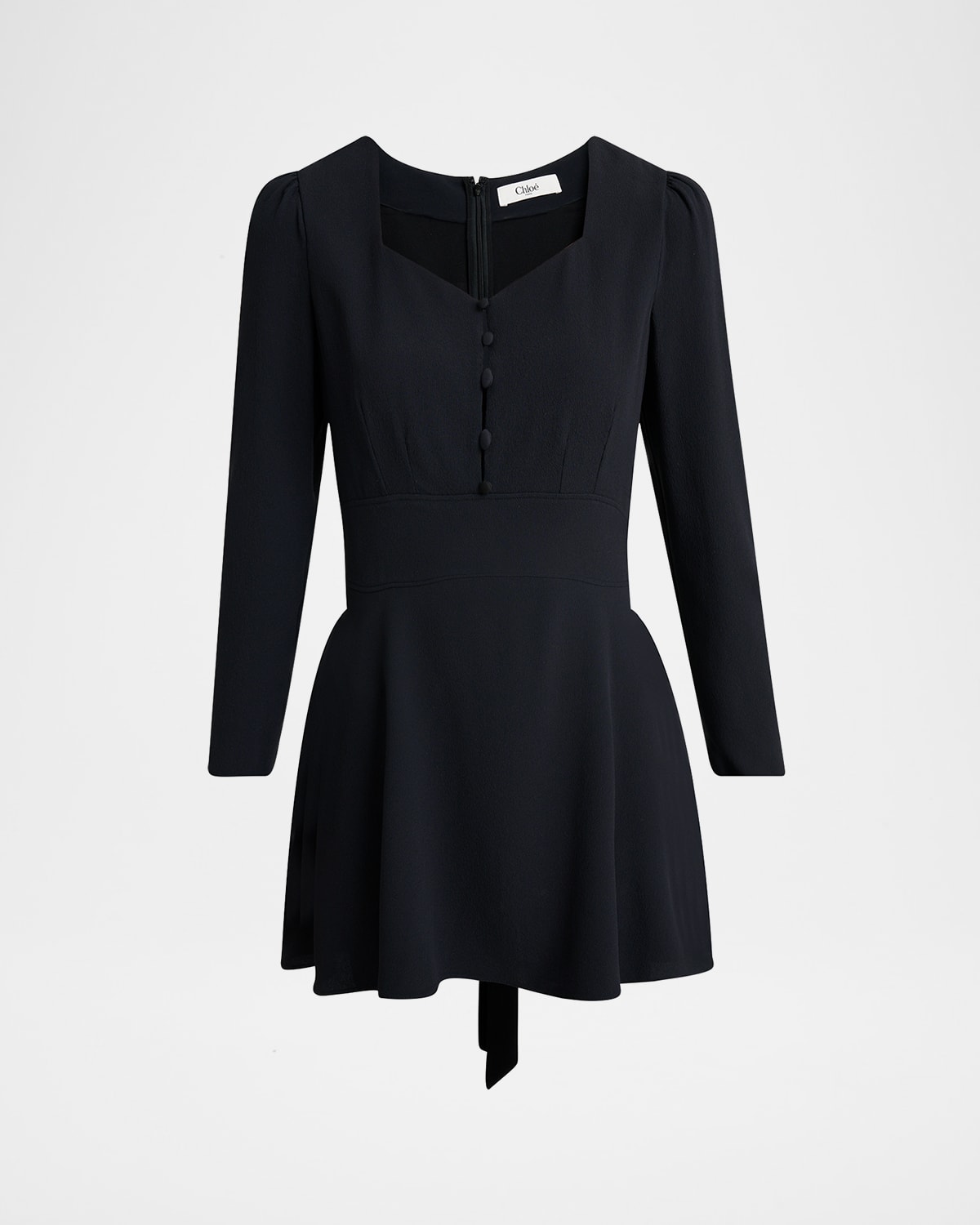 Chloé Button-front Long-sleeve Mini Dress In Black