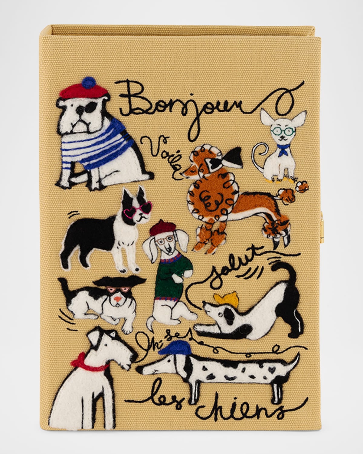 Olympia Le-Tan Les Chiens Caramel Book Clutch Bag