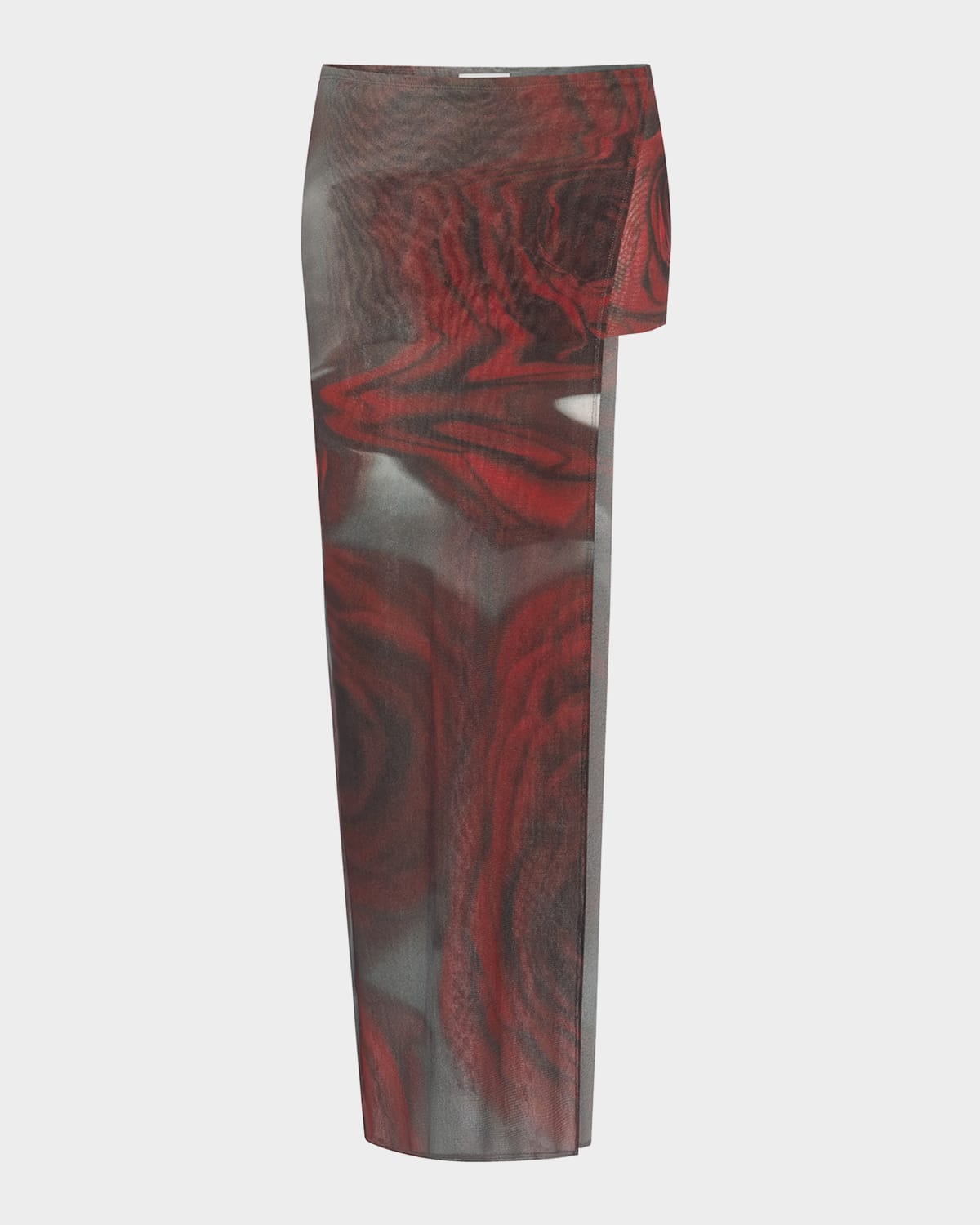 Jean Paul Gaultier Asymmetrical Long Maxi Skirt With Sheer Overlay In Red