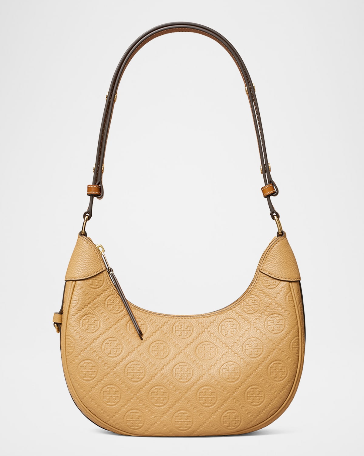 Shop Tory Burch T Monogram Soft Pebbled Crescent Bag