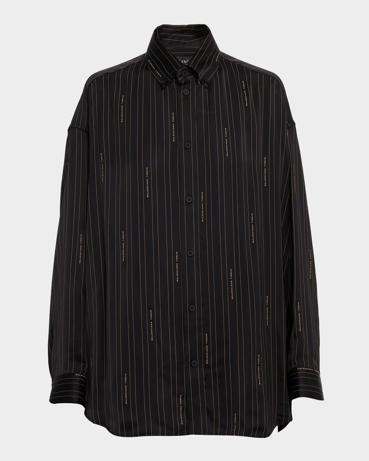 Balenciaga Pinstriped Black Button-down Shirt In Black
