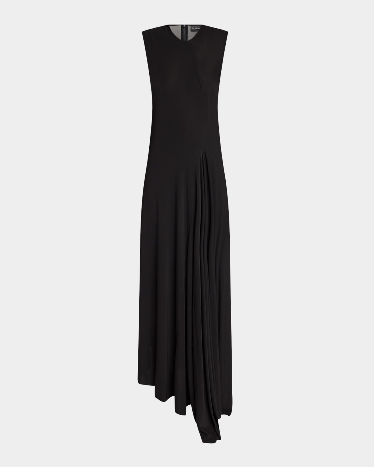 Balenciaga Sleeveless Asymmetric Maxi Dress In Black