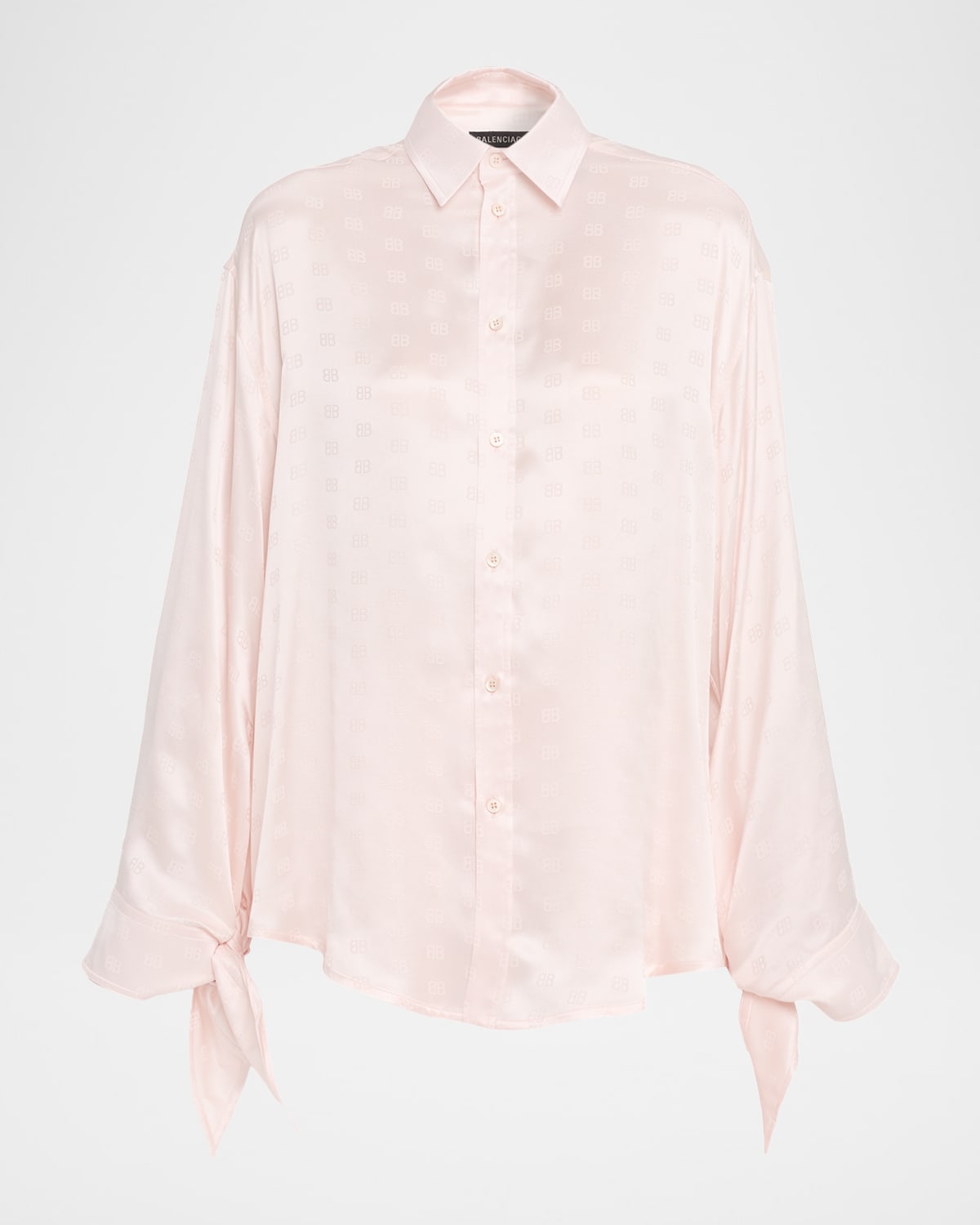 Balenciaga Knotted-cuff Silk Jacquard Button-down Blouse