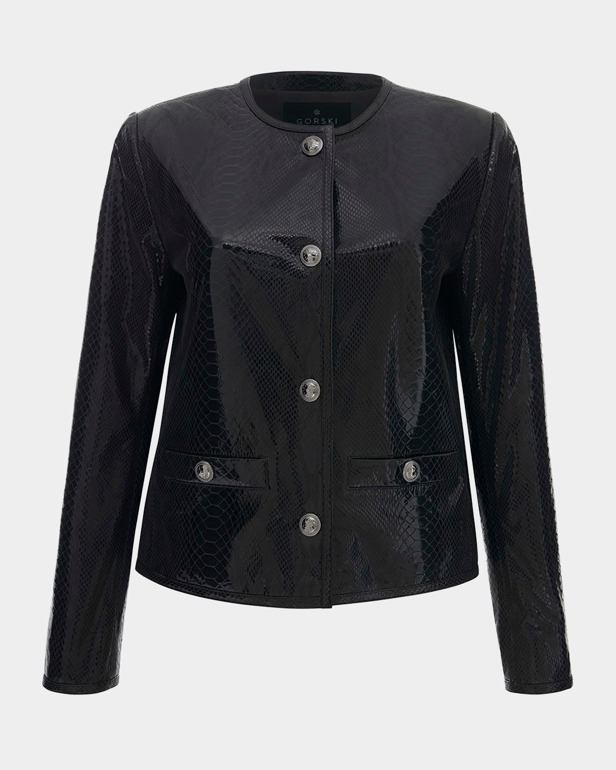 Metis Python-Print Suede Jacket