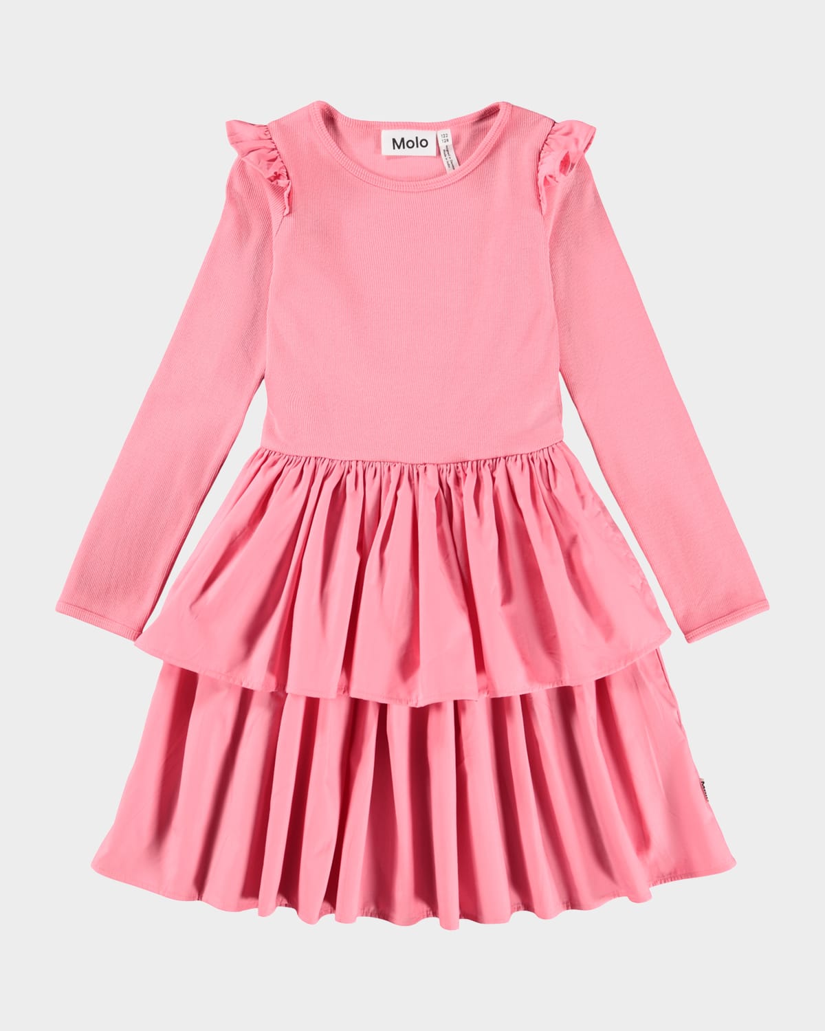 Molo Girl's Cathi Long-sleeve Dress In Pink