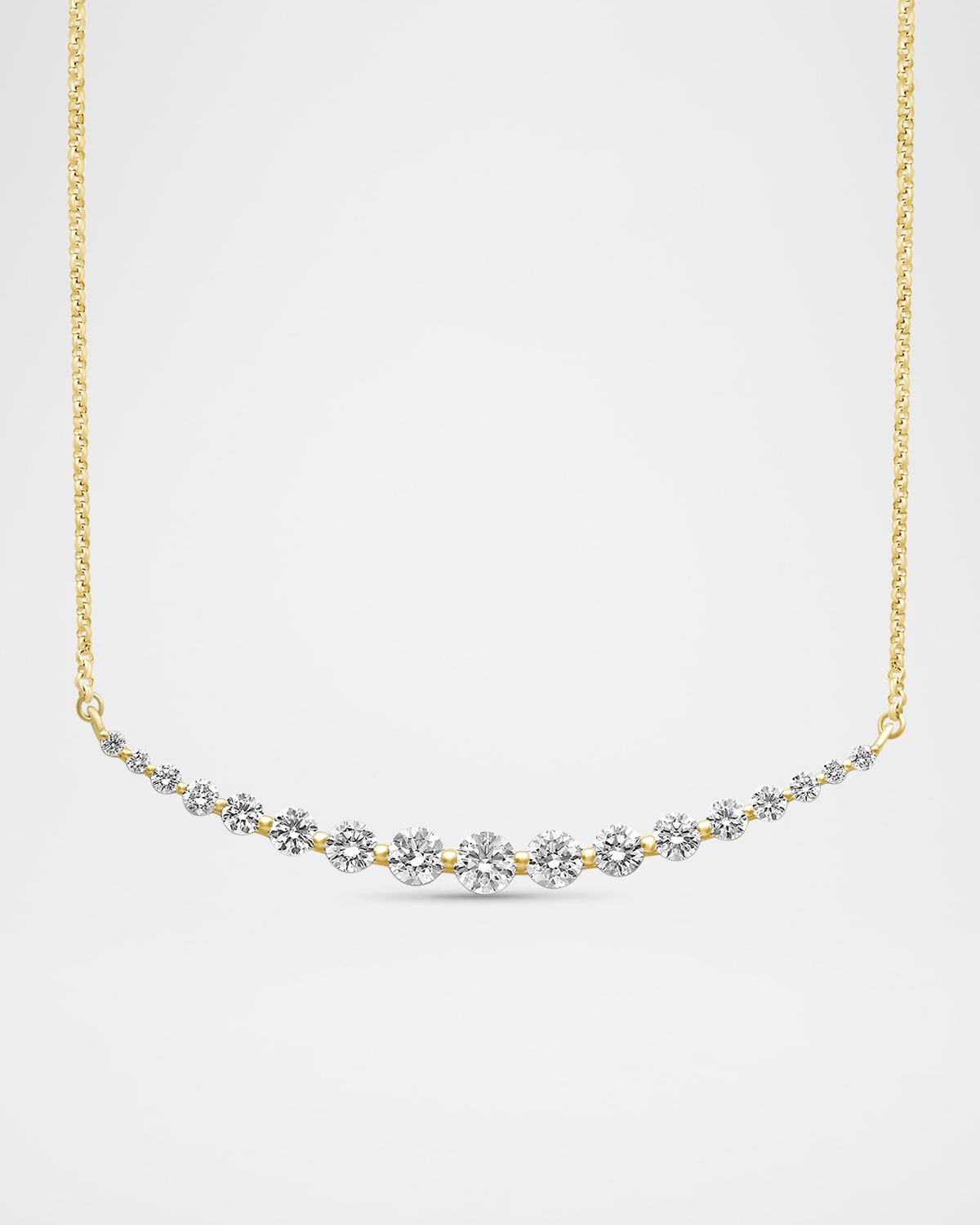 Graduated Lab Grown Diamond 18K Yellow Gold Necklace, 2.0tcw