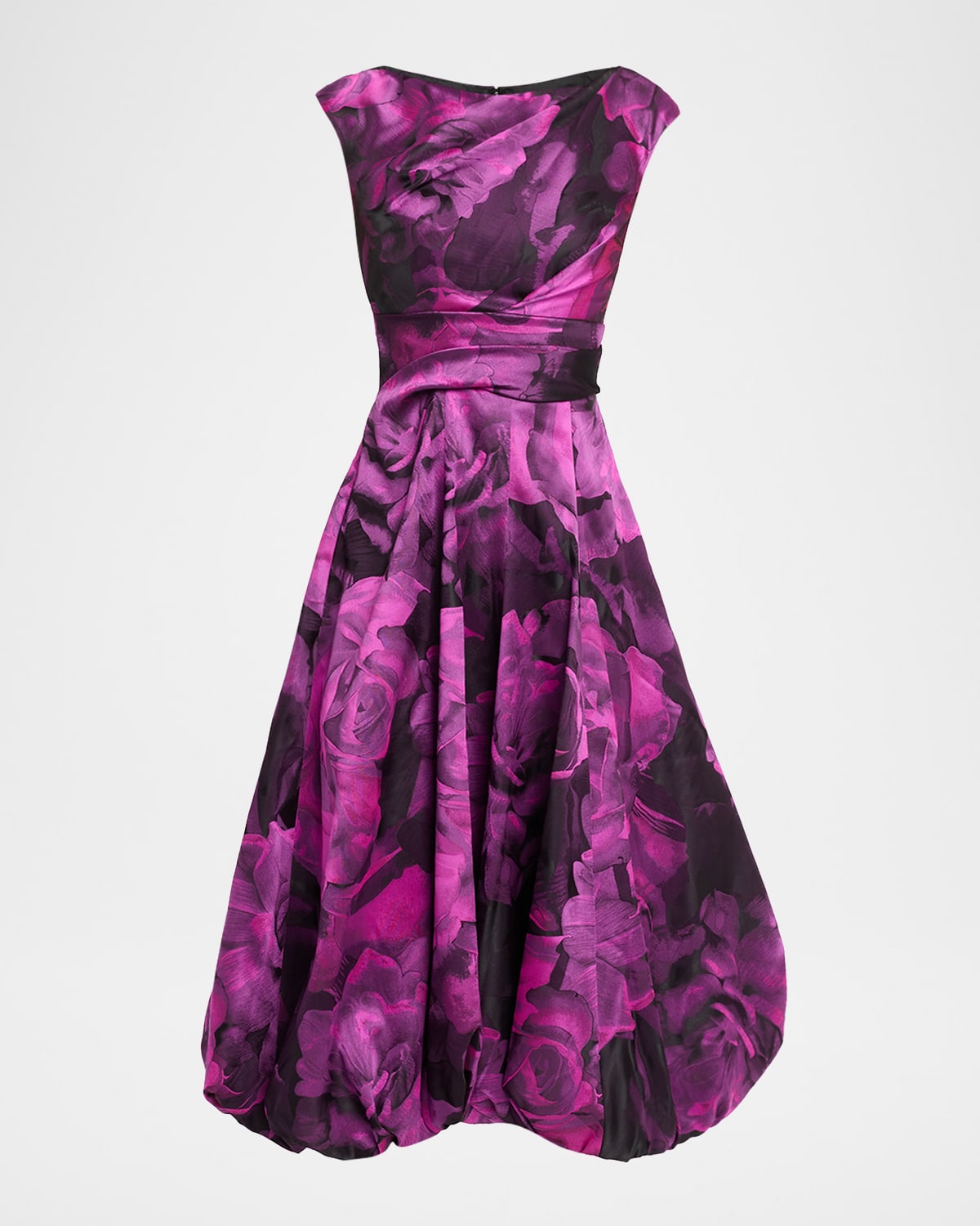 Talbot Runhof Floral-jacquard Satin-twill Midi Dress In Multi