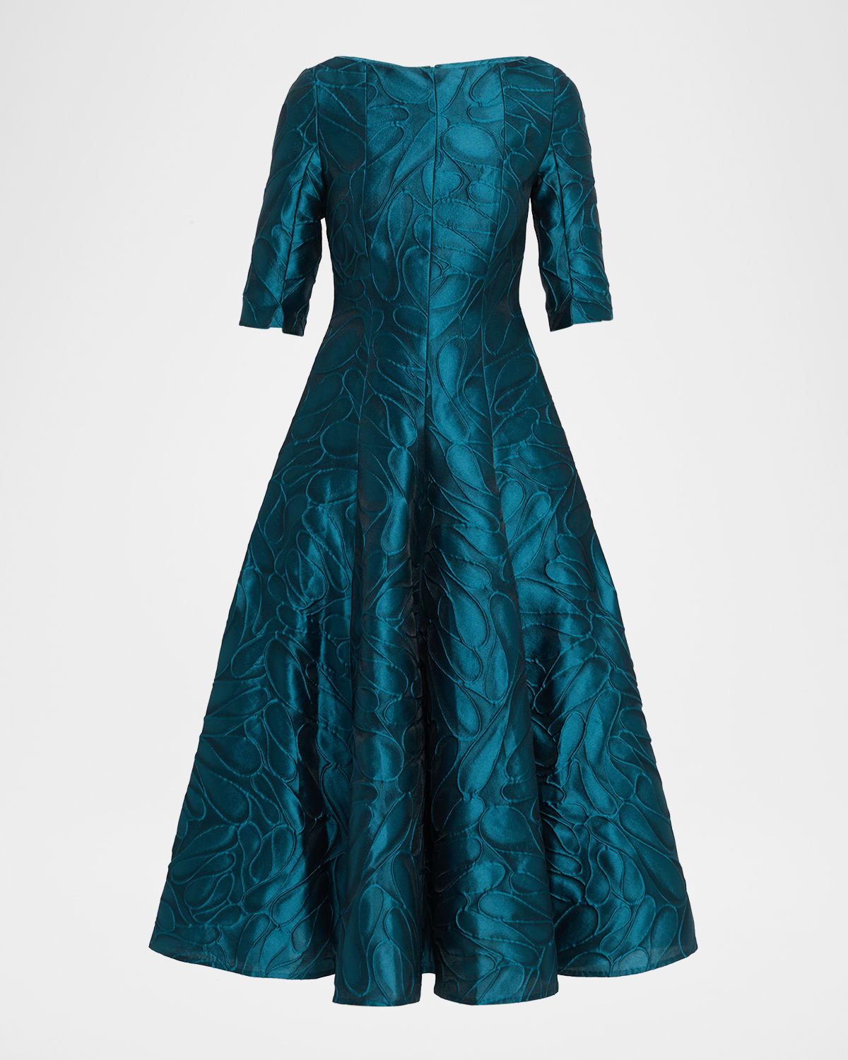 Talbot Runhof Honeydrop Jacquard Short-sleeved Midi Dress In Blue