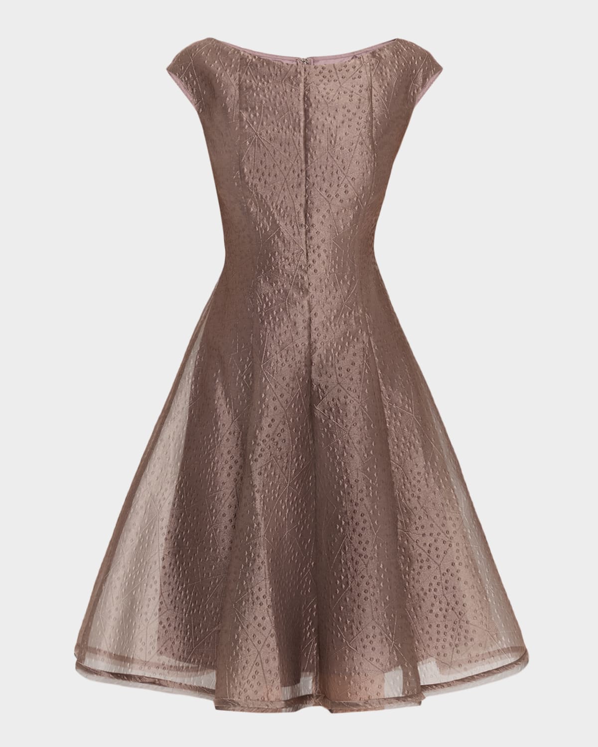 Talbot Runhof Rivet Organza Short-sleeved Midi Dress In Brown