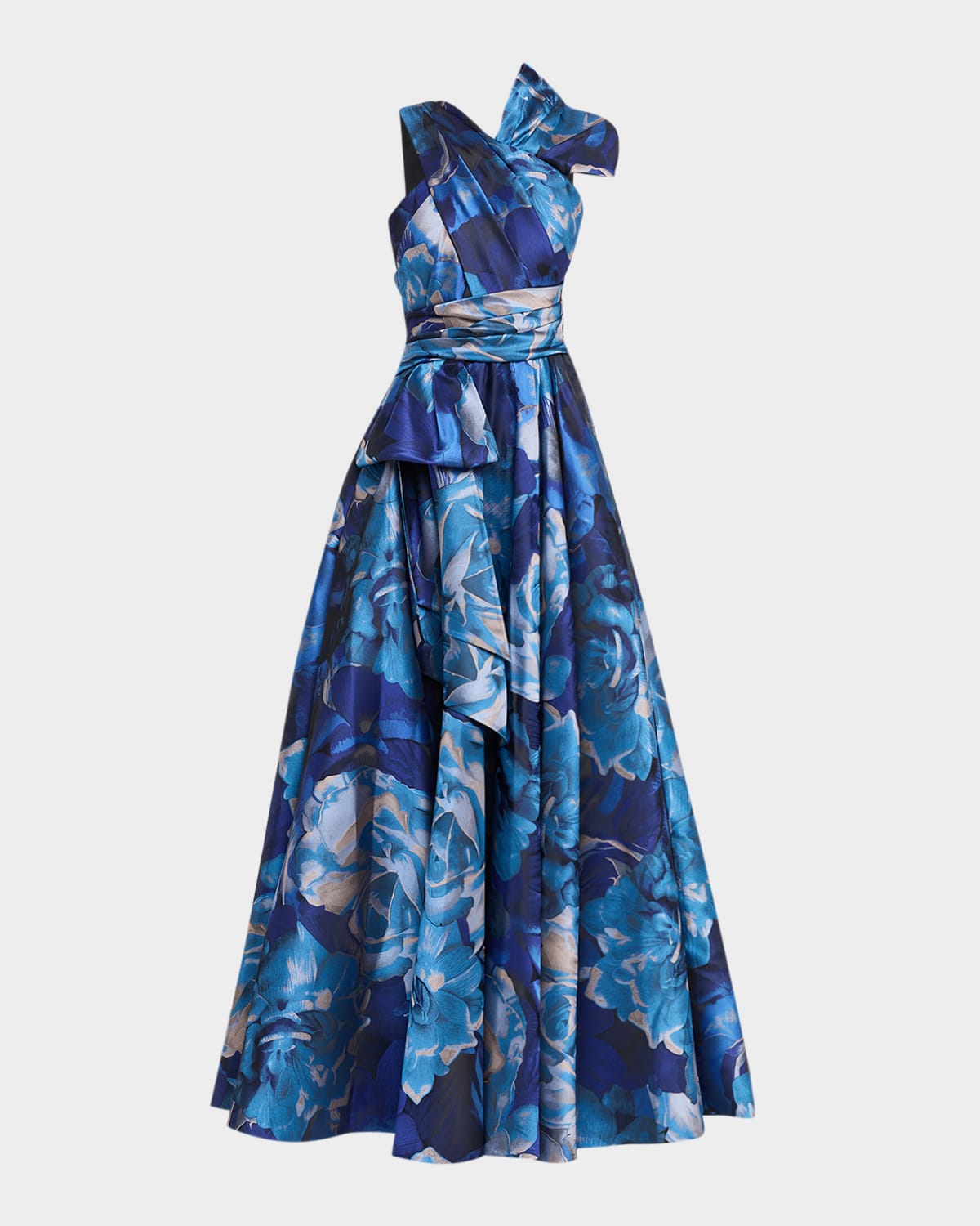 Talbot Runhof Rose Jacquard Gown In Blue