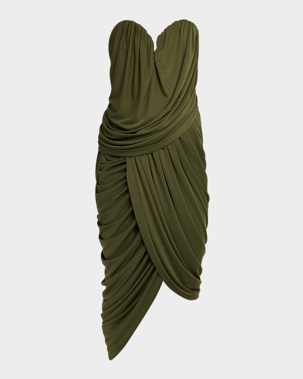 Et Ochs Spencer Strapless Sweetheart Ruched Midi Dress In Green