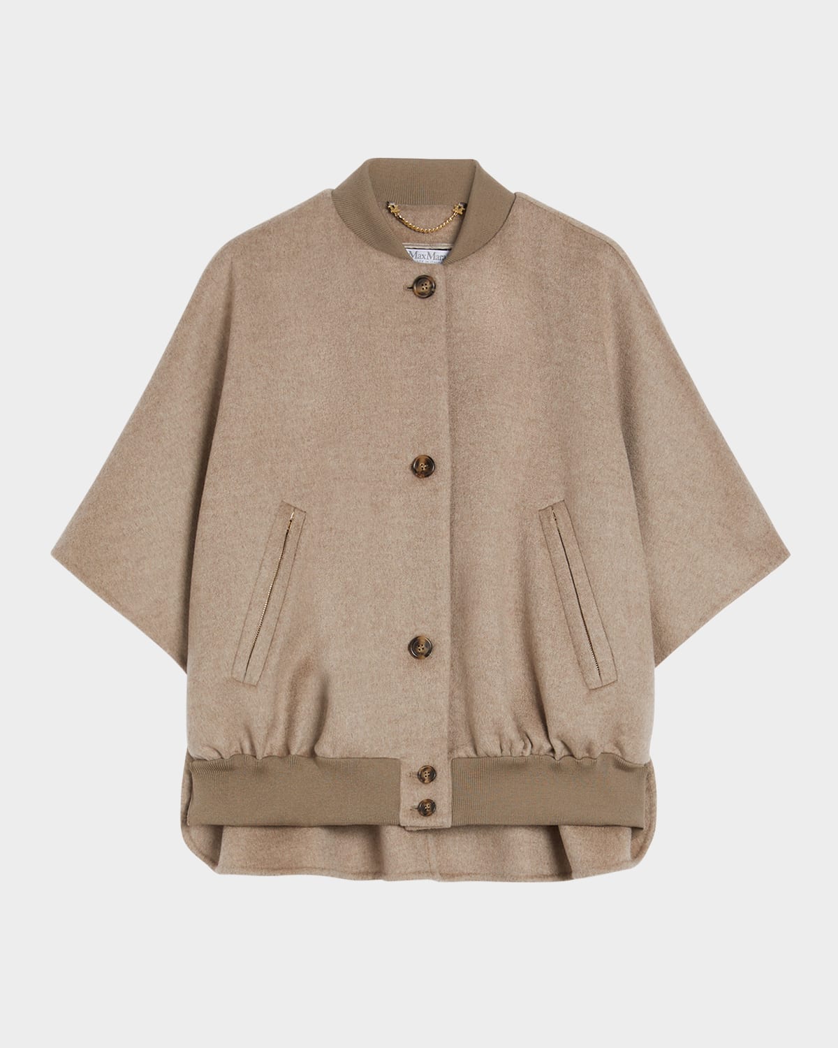 Max Mara Leticia Cashmere Button-front Cape In Neutral