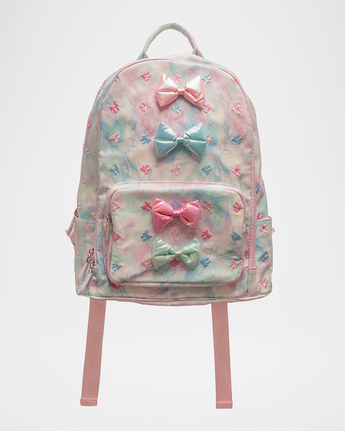 Bari Lynn Kid's Embroidered Bow Pastel Tie-Dye Backpack