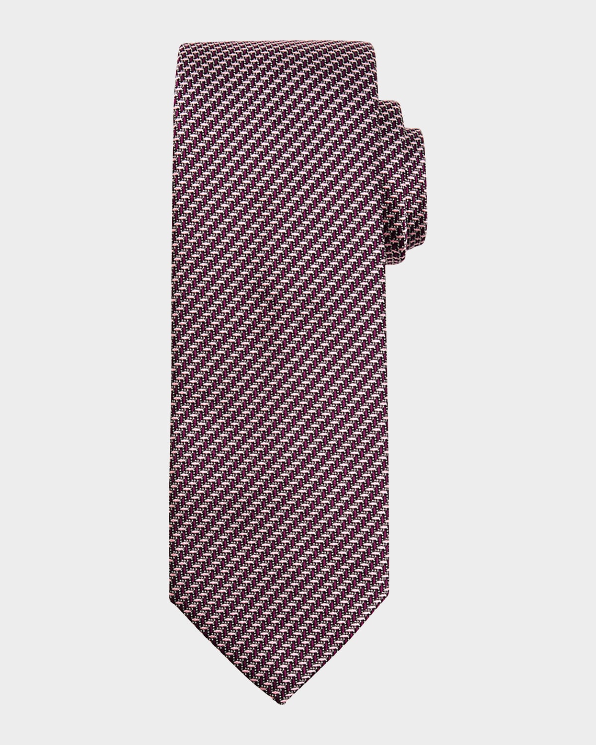 Brioni Men's Bicolor Chevron Silk Tie In Brown