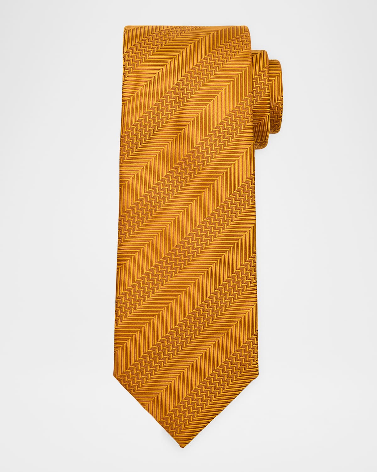 Brioni Men's Multi-chevron Silk Tie In Yellow