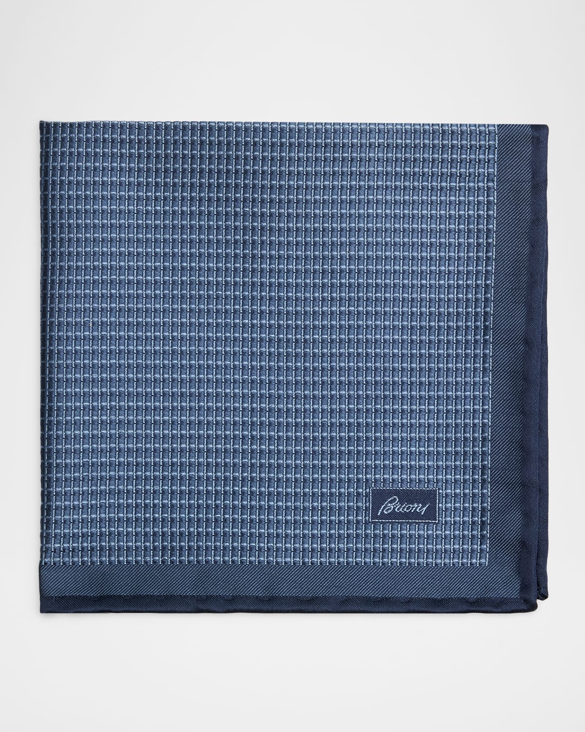 Brioni Men's Screen-print Silk Pocket Square In Blue