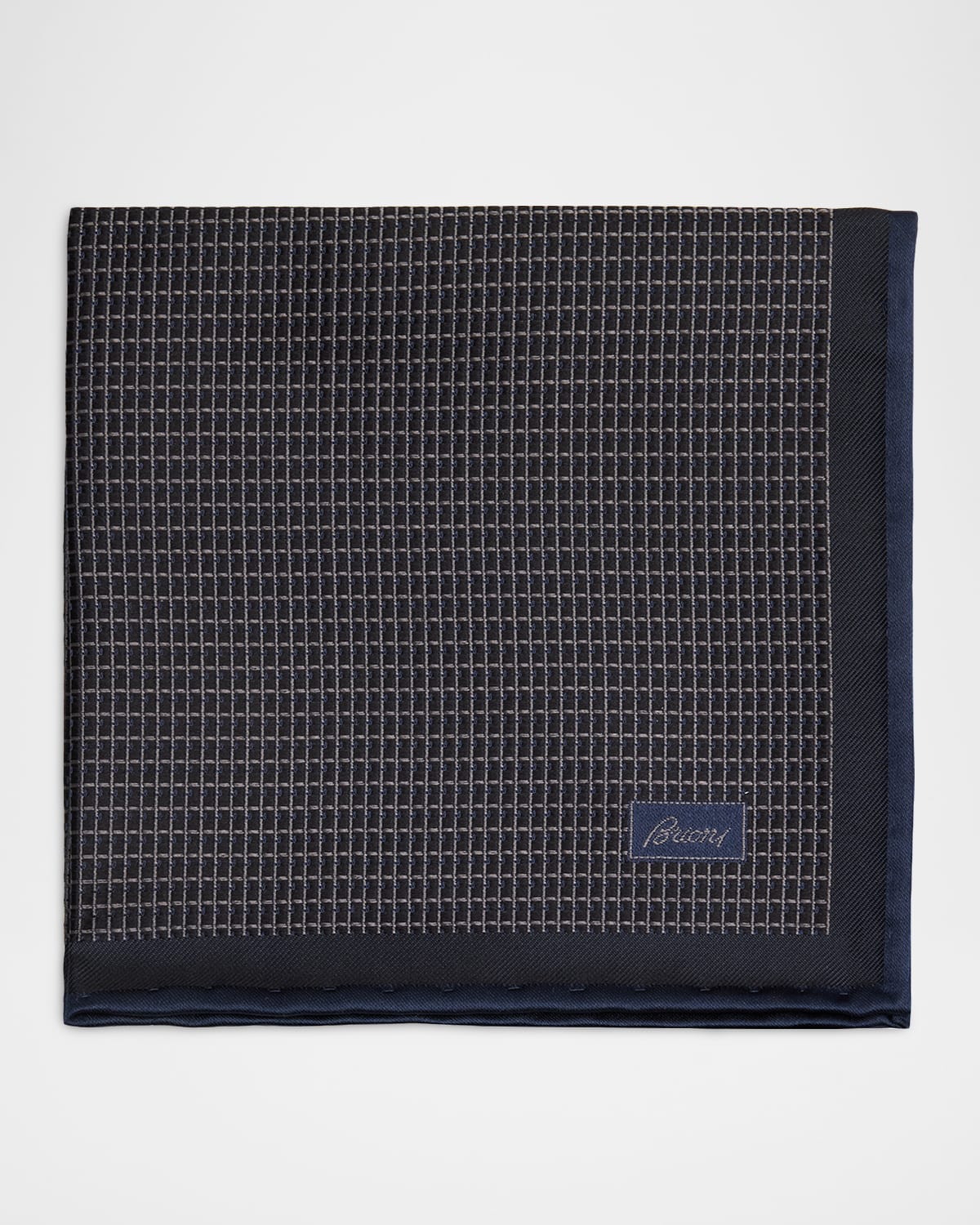 Brioni Men's Screen-print Silk Pocket Square In Black