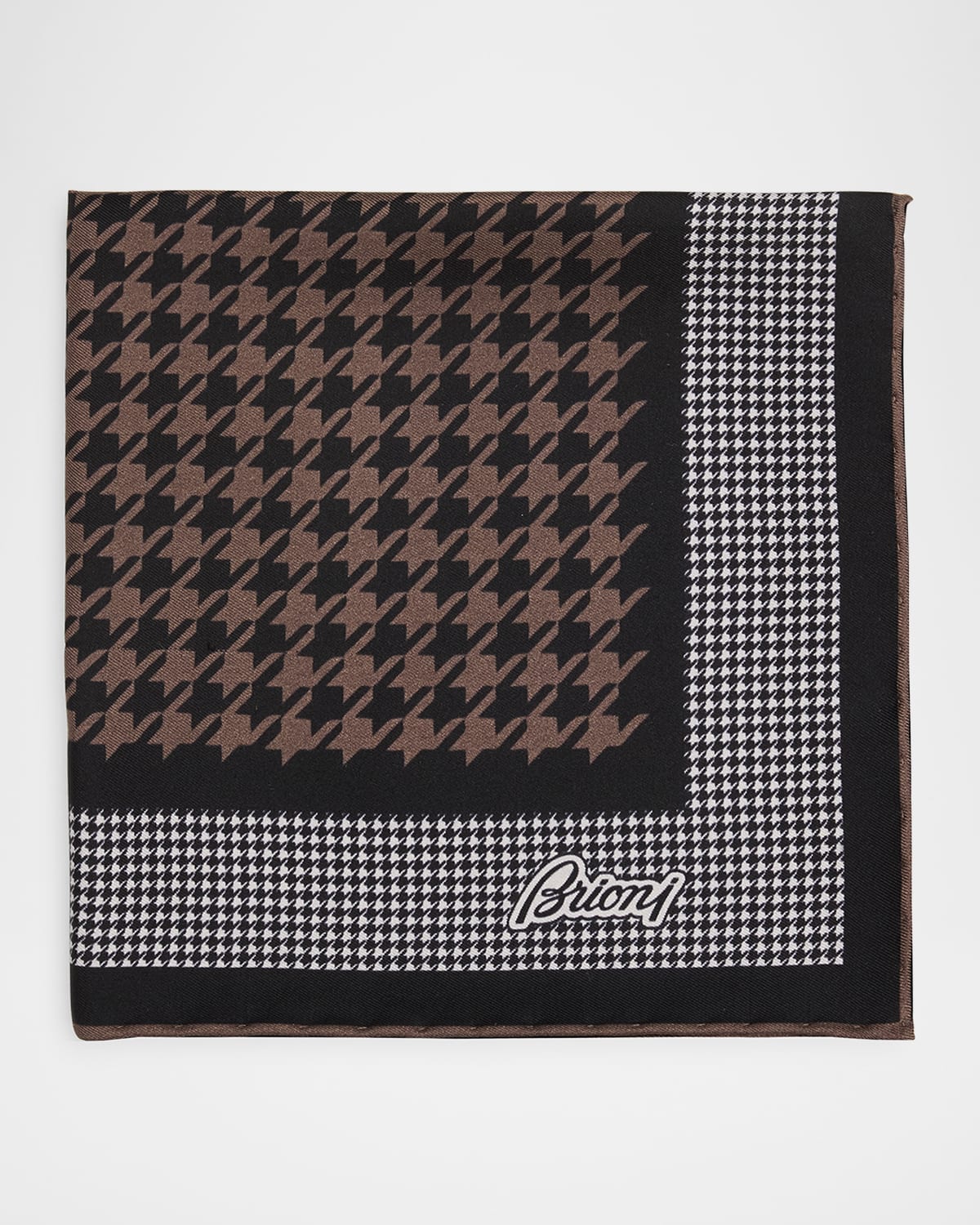 Brioni Men's Mixed Houndstooth Silk Pocket Square