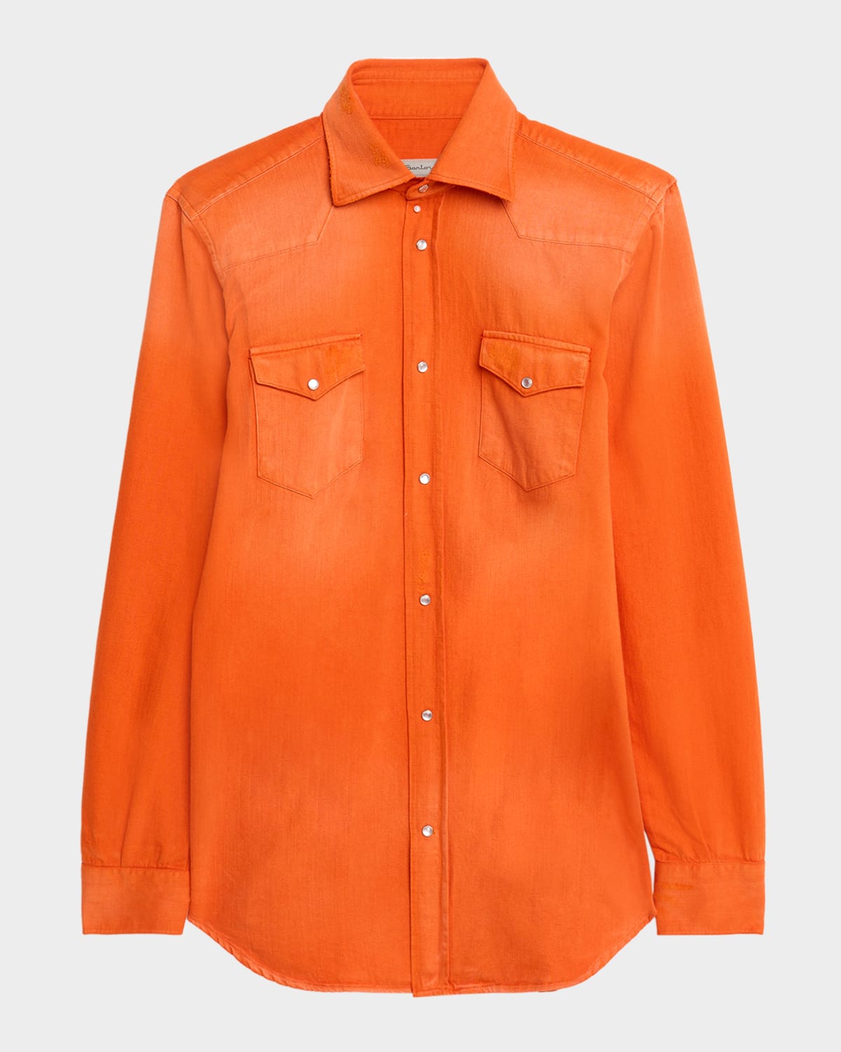 Sartorio Men's Cotton Snap-front Western Shirt In Orange