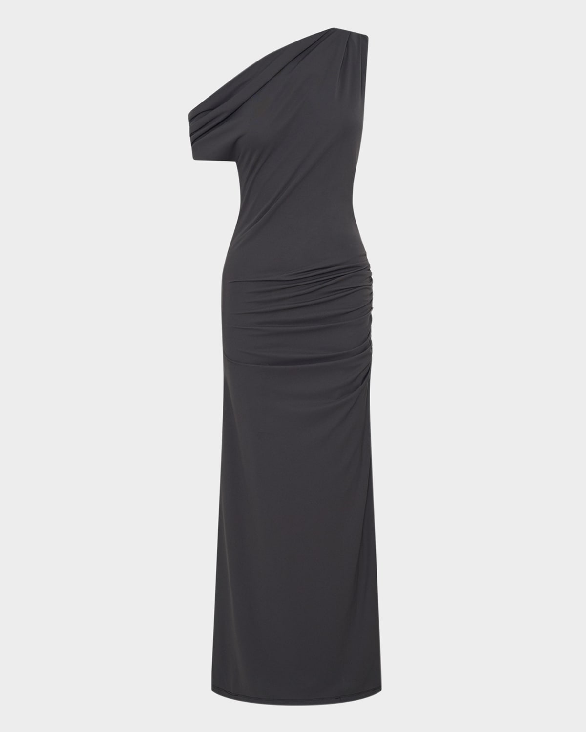 Nicholas Selma Ruched One-shoulder Gown In Gray